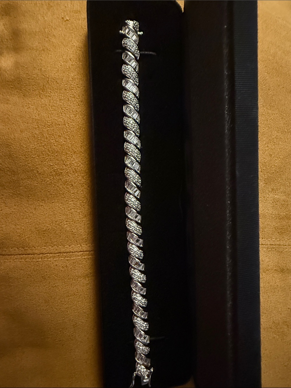 Silver-Tone Pave Twist Bracelet